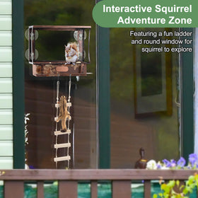Enhon Window Squirrel Feeder durable metal construction resists rust for outdoors.