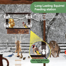Enhon Window Squirrel Feeder easy-open design simplifies cleaning and refilling.