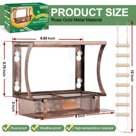 Enhon Window Squirrel Feeder with four secure suction cups for stable window mounting.