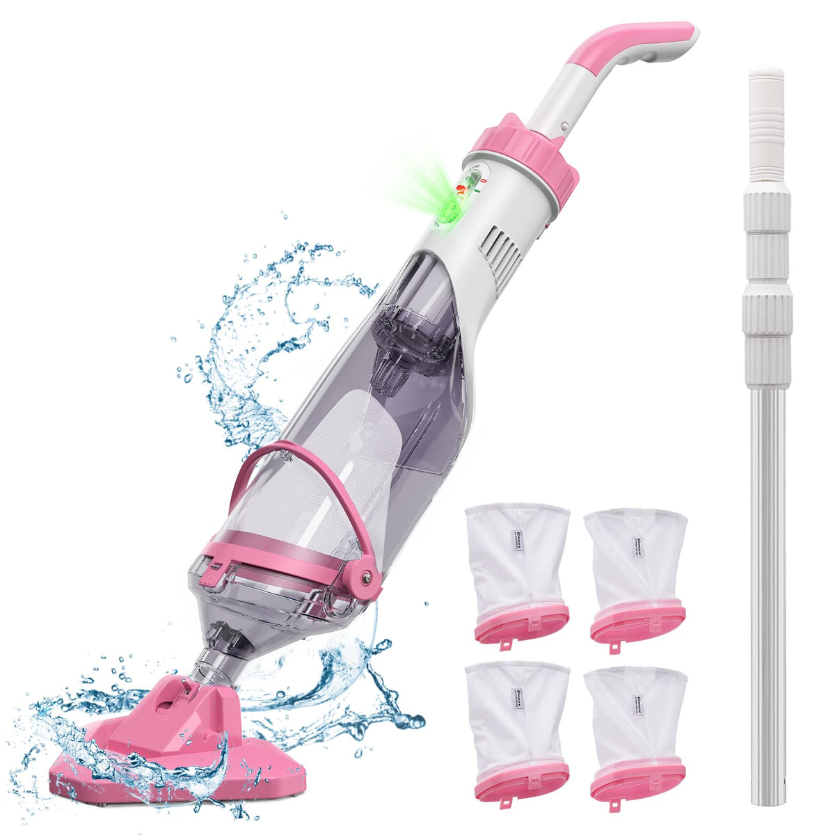 Enhulk pool vacuum with telescopic pole for easy reach and flexible cleaning.