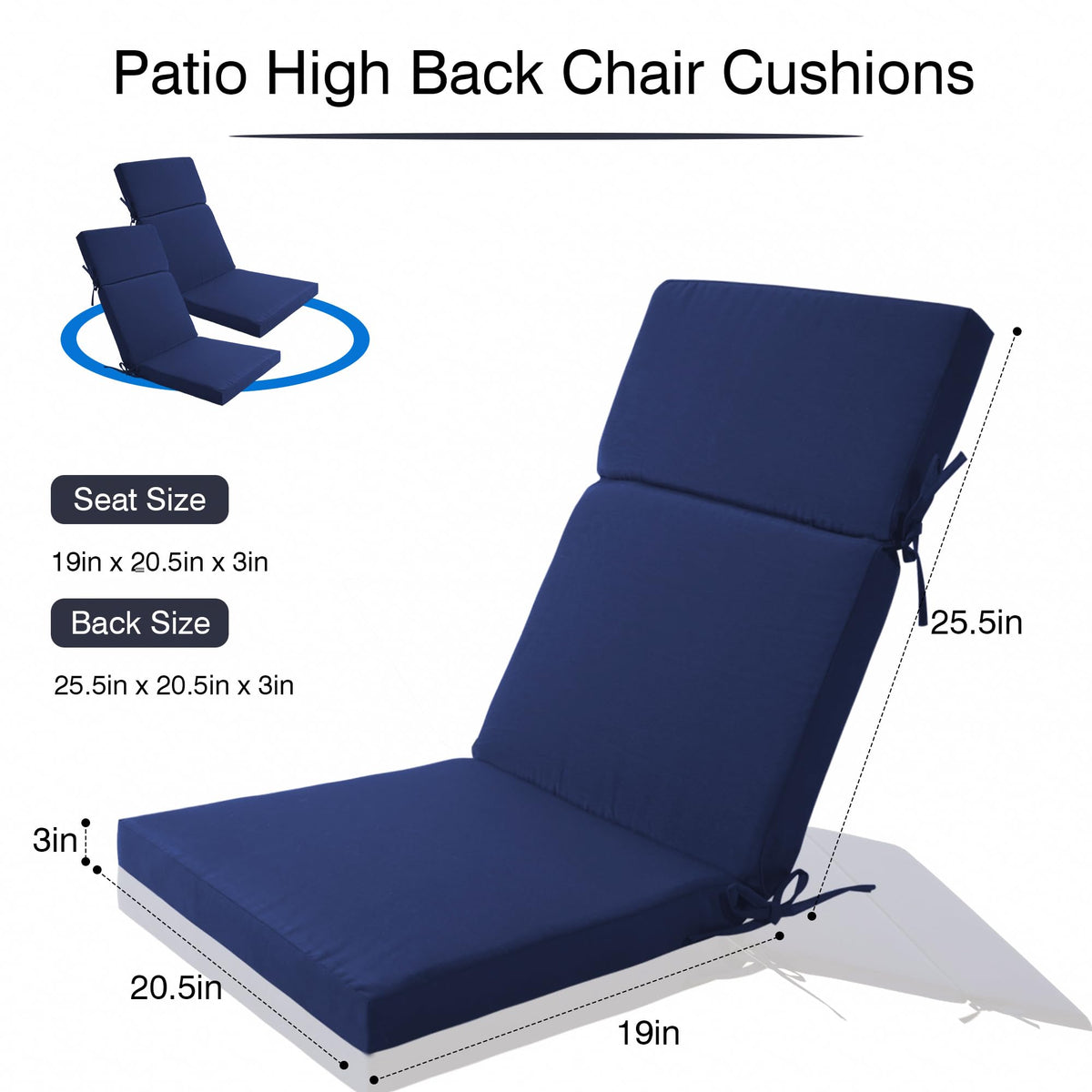 Enipate foam patio chair cushion 3inch delivers lasting support and rebound.