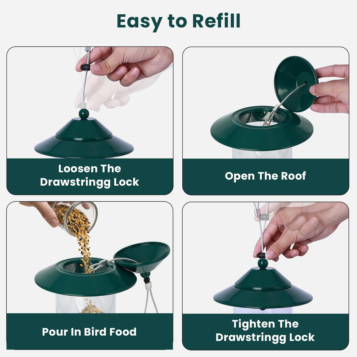 EnjoyCool 2.4lb capacity minimizes refills for busy bird watchers.