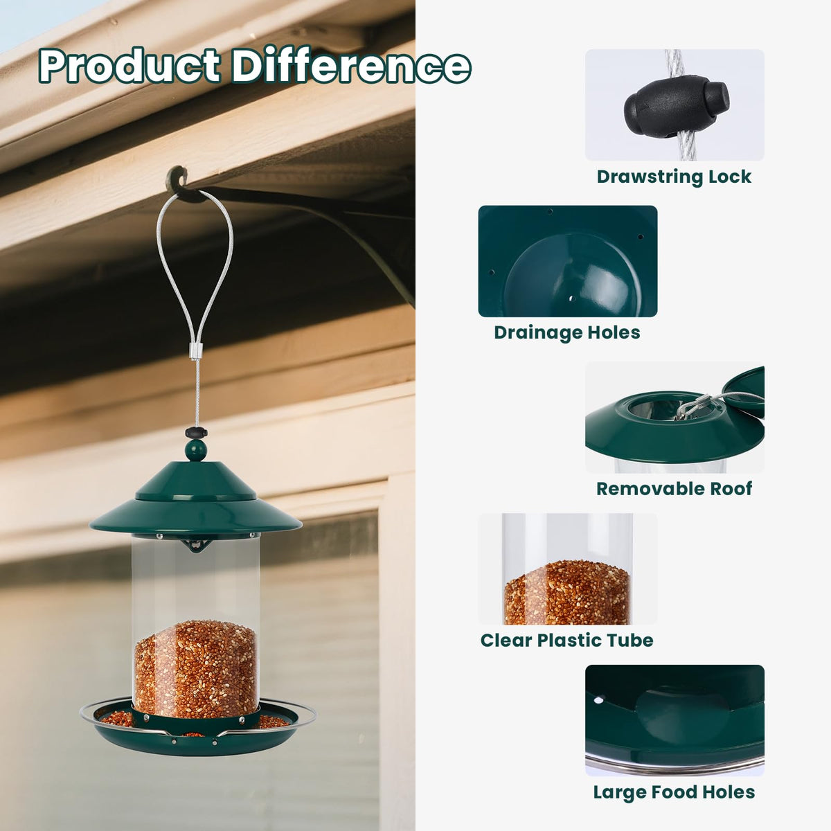 EnjoyCool chew-resistant metal construction for durable outdoor bird feeding.