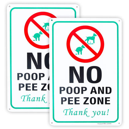 Enjoyist No Pee and Poop Zone yard sign in 12x8 inches, rust-free aluminum, ideal outdoors.