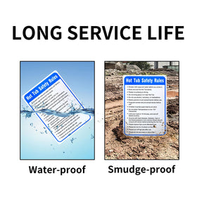 Enjoyist weatherproof sign suitable for pool and spa areas indoors or outdoors.