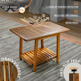 ENKEZI Acacia Brown table blends natural warmth with durable weather resistance.