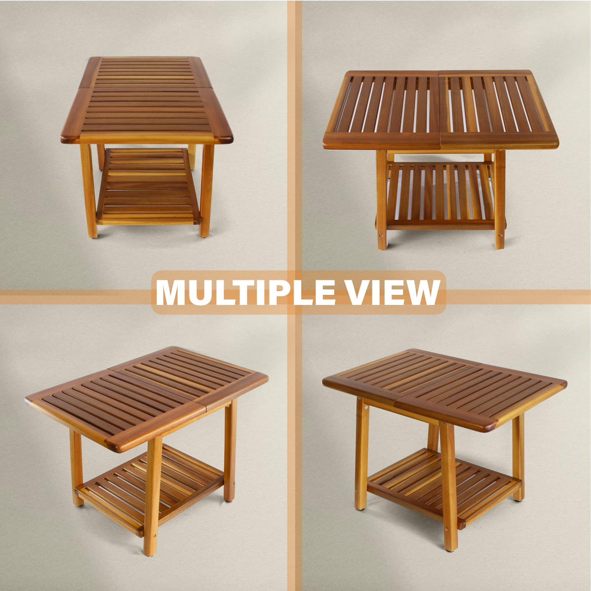 ENKEZI two-tier outdoor side table provides sturdy stability on decks.