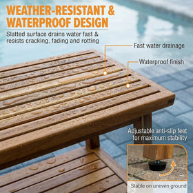 ENKEZI outdoor table resists moisture and rot with weather resistant coating.