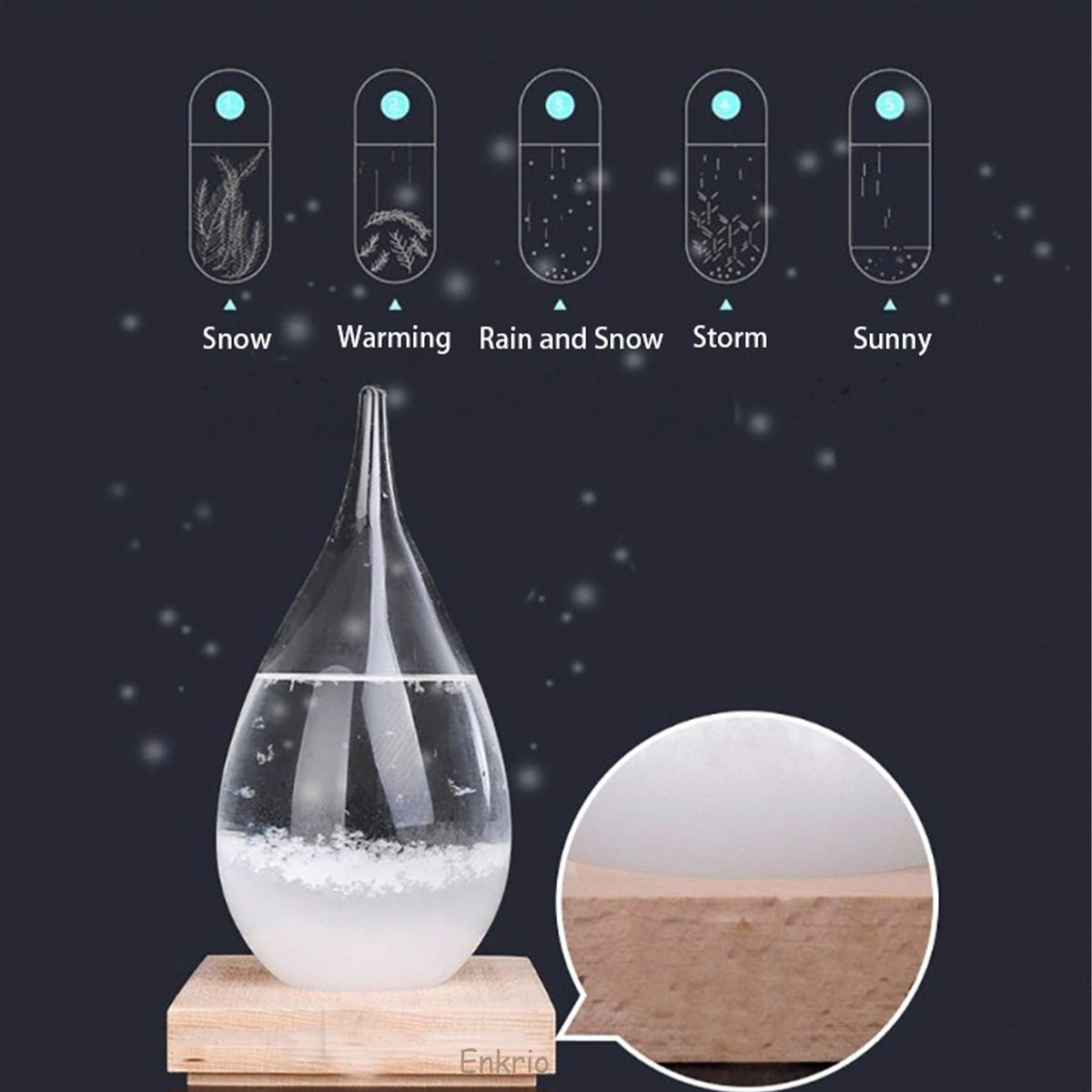 Enkrio storm glass medium size fills larger spaces with decorative weather observations.