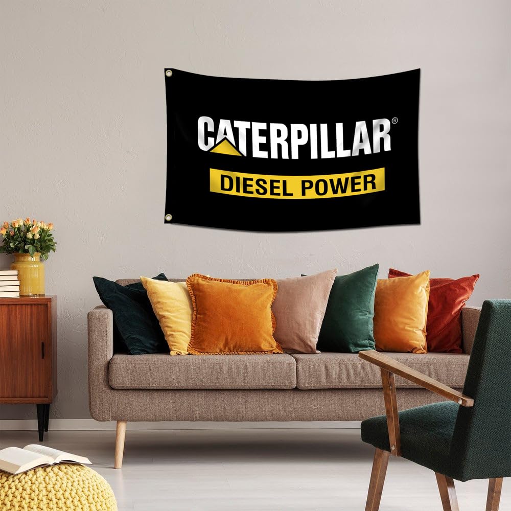 ENMOON Cat Diesel Power flag with brass grommets for easy hanging and long-lasting wall decor