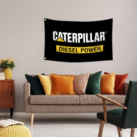 ENMOON Cat Diesel Power flag with brass grommets for easy hanging and long-lasting wall decor