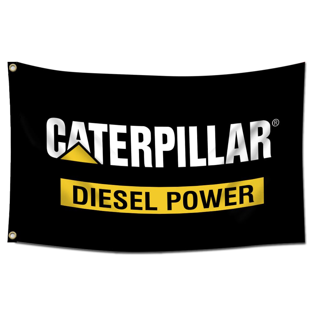 ENMOON Cat Diesel Power flag front view for garage decor and wall display