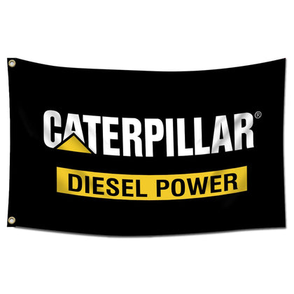 ENMOON Cat Diesel Power flag front view for garage decor and wall display