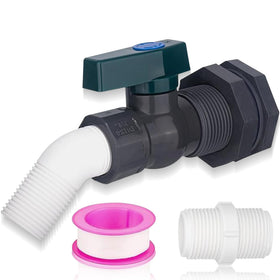 Enoch's Land rain barrel faucet kit assembly shows easy setup for quick water access.