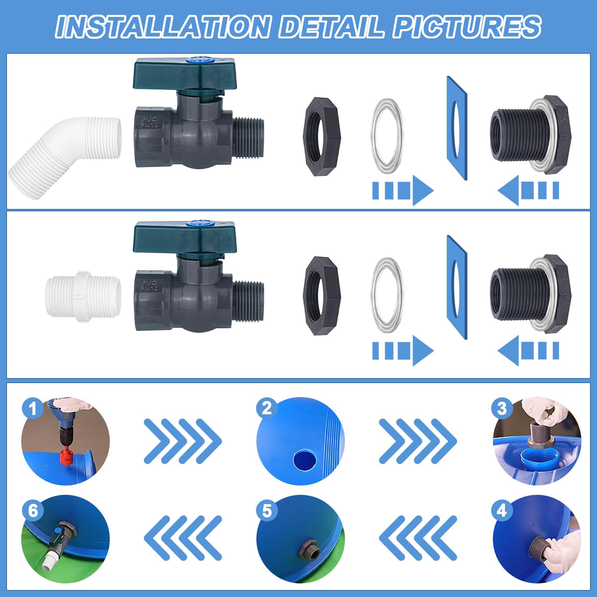 Enoch's Land faucet kit hose connection enables direct garden hose use for irrigation.
