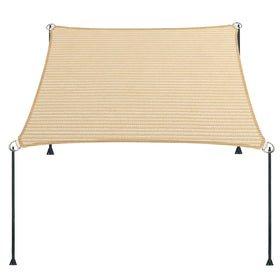 ENOCHZANG 5x8 beige straight-edge shade sail over a patio providing cooling shade