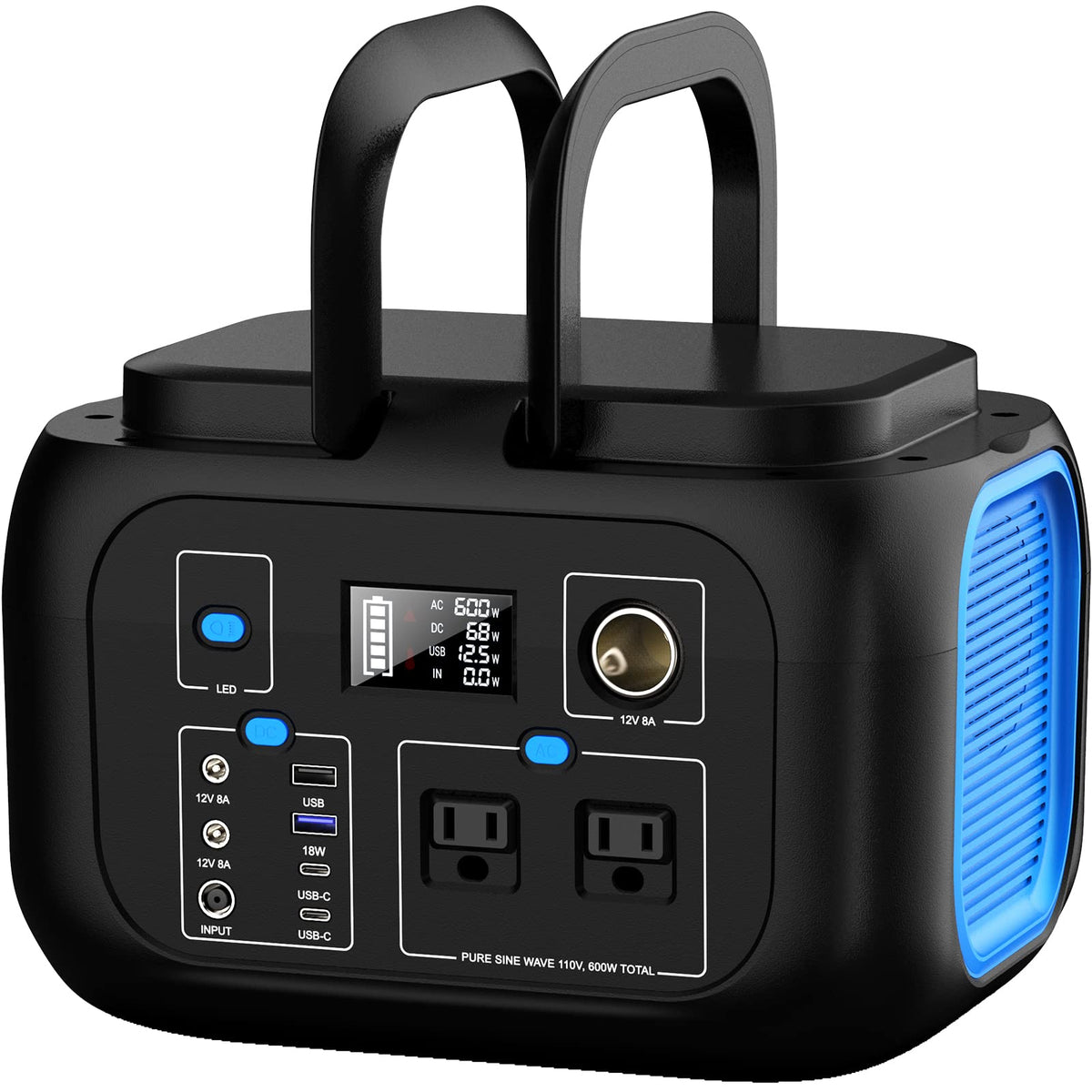 ENOFLO portable power station side panel shows rugged outdoor-ready design