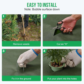 EnonGarden weed barrier landscape fabric rock garden setup showing weed suppression and soil protection