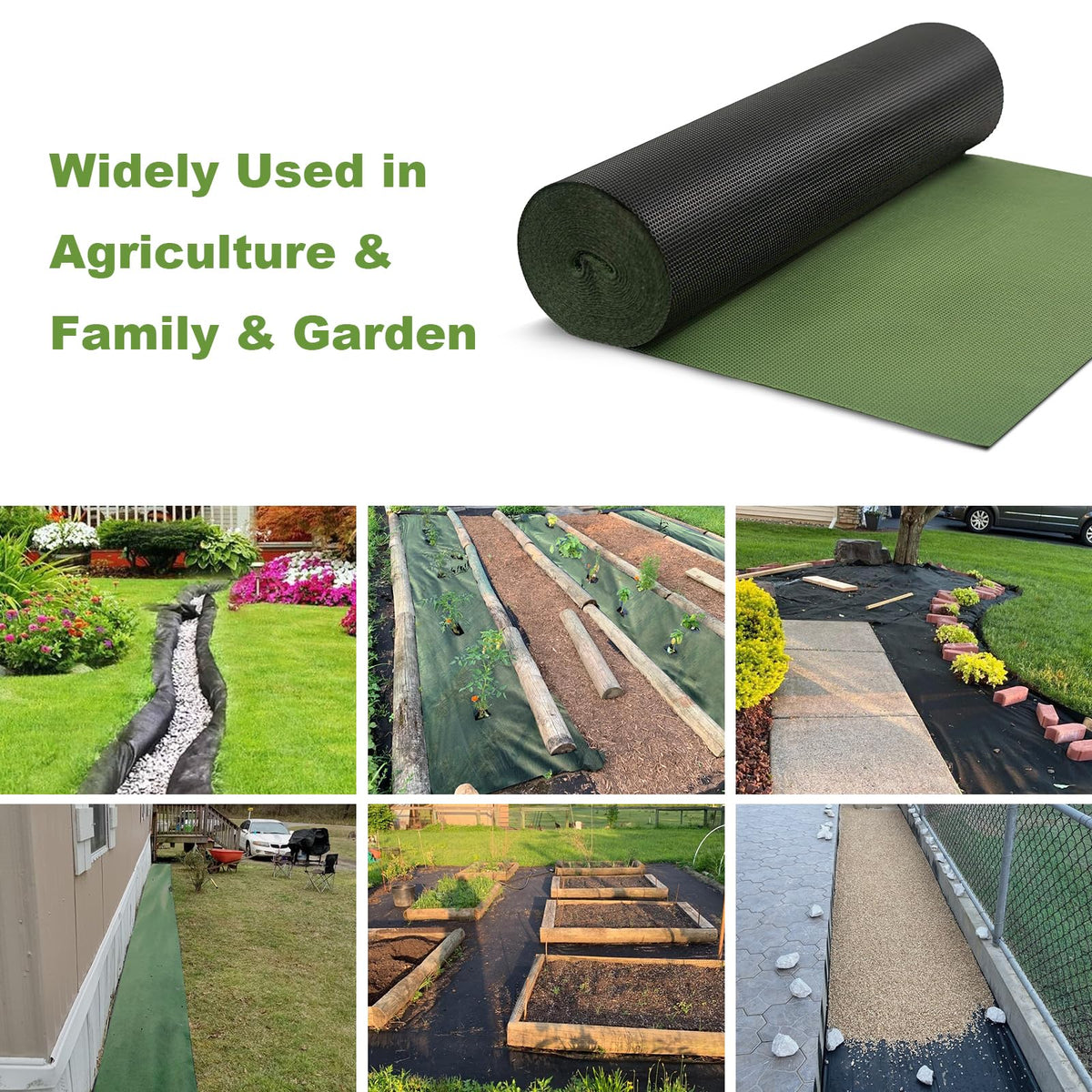 EnonGarden weed barrier landscape fabric under stones shows sturdy, breathable weed control