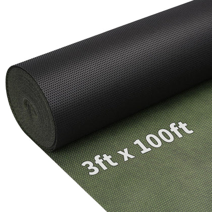 EnonGarden weed barrier landscape fabric unrolled for even coverage and weed suppression