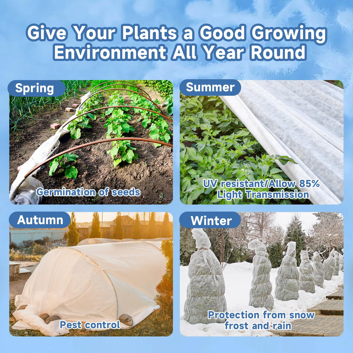 Enrichovo pest barrier cover guards vegetables against insects while ventilating.