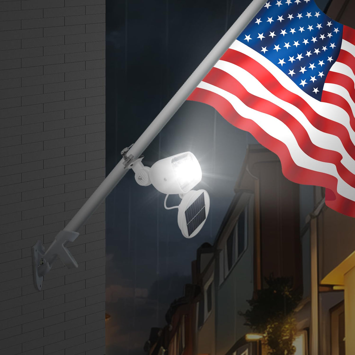 Enrybia flag pole light adjustable head concentrates light where you need it.