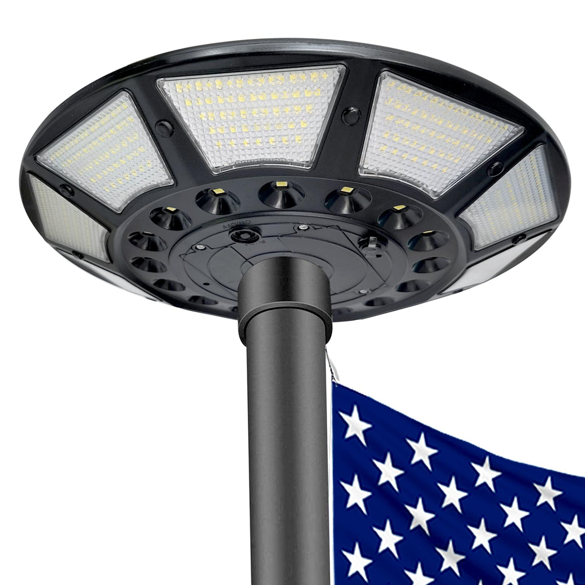 enrybia flag pole light at dusk provides vibrant 566-LED coverage for a 5x8 ft flag