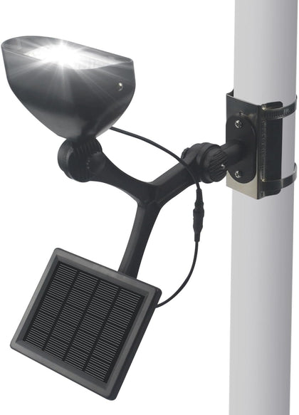 enrybia solar flag light at dusk provides bright, weatherproof illumination for flags