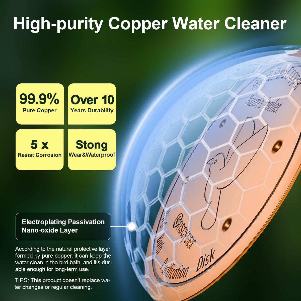 Ensayeer copper disk with concave base boosts water surface contact