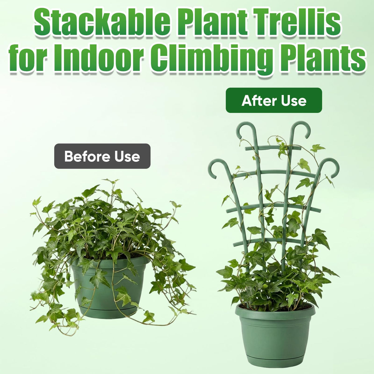 Enterlent stackable trellis with modular design adapts to plant growth