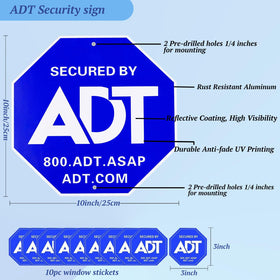 Entinale ADT sign aluminum body; rust-proof and weather-ready for outdoor use.