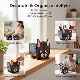 Entlityful cat planter with succulent, adds whimsy to home or office.