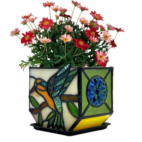 Entlityful Hummingbird Planter in stained glass adds indoor color