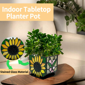 Entlityful dried-flowers display in a vibrant stained glass container