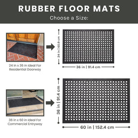 Envelor mat closeup shows drainage holes, preventing puddles and making cleanup easier