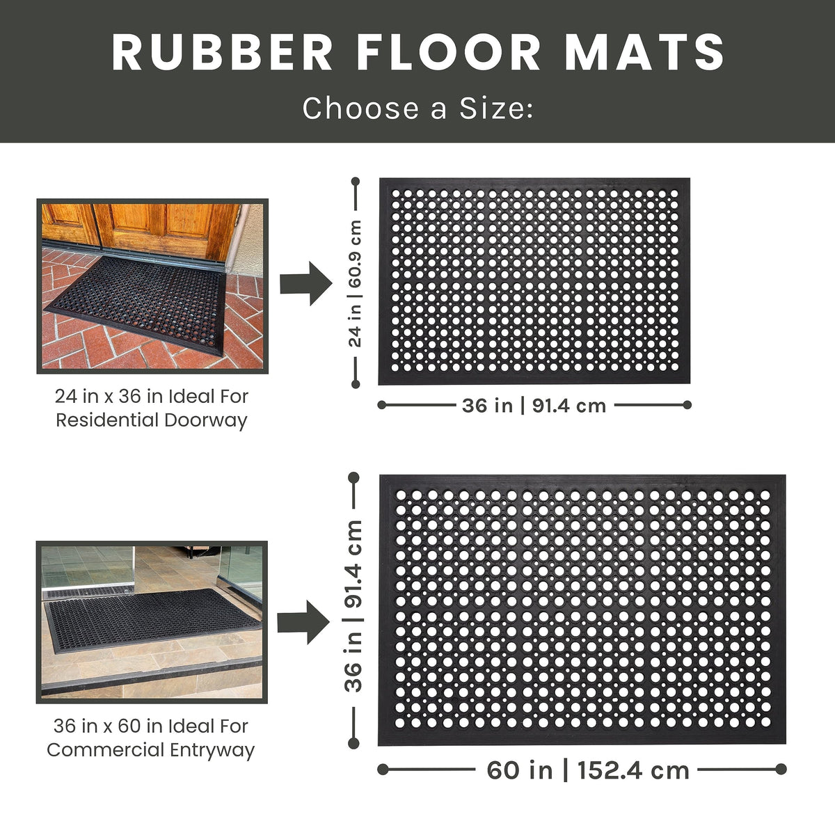 Envelor rubber mat with drainage holes for wet floors