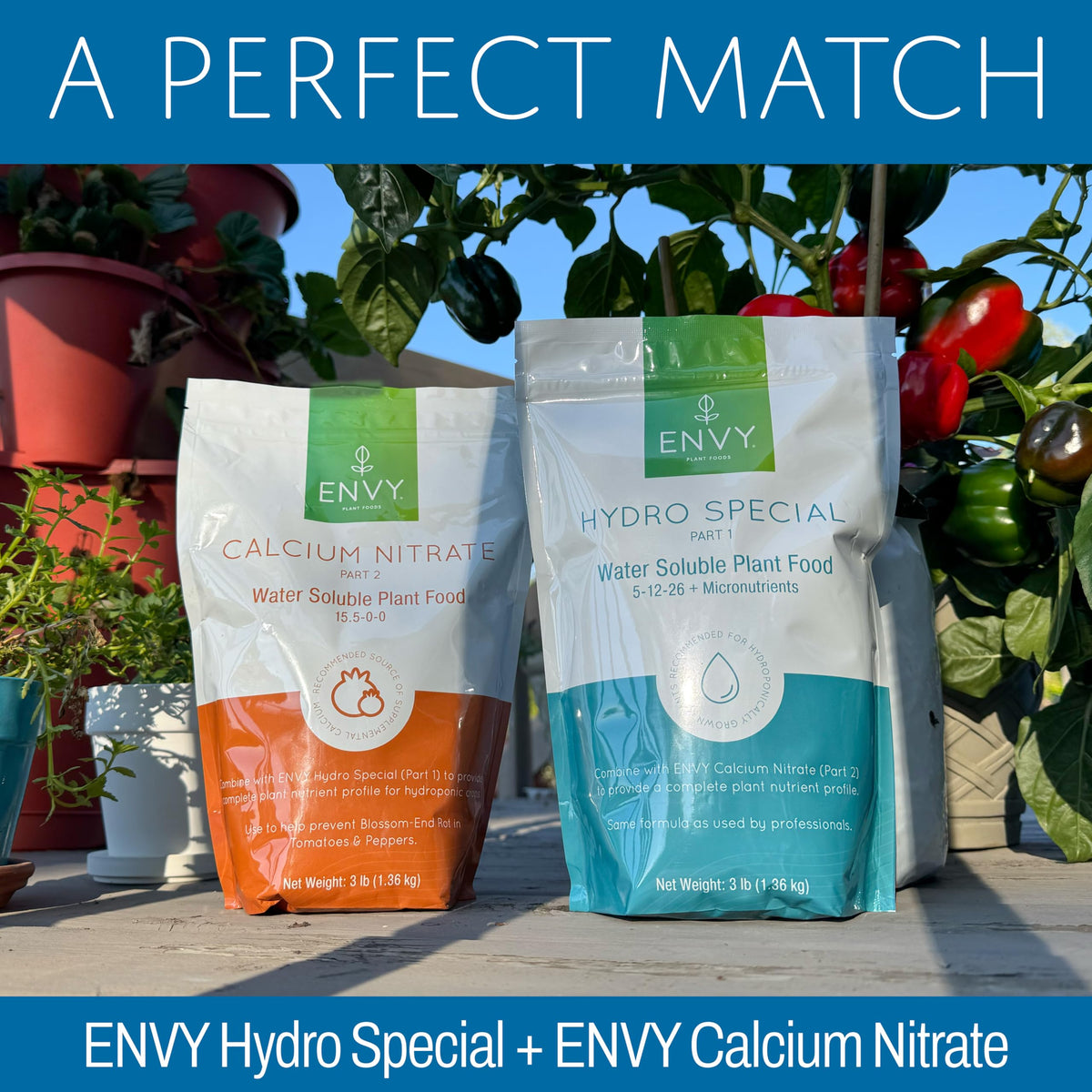 Measuring scoop included with ENVY calcium nitrate pouch.