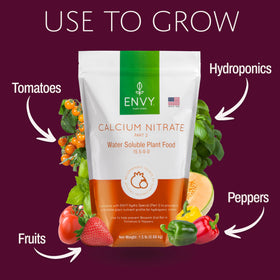 Tomato plant benefits from ENVY calcium nitrate in soil.