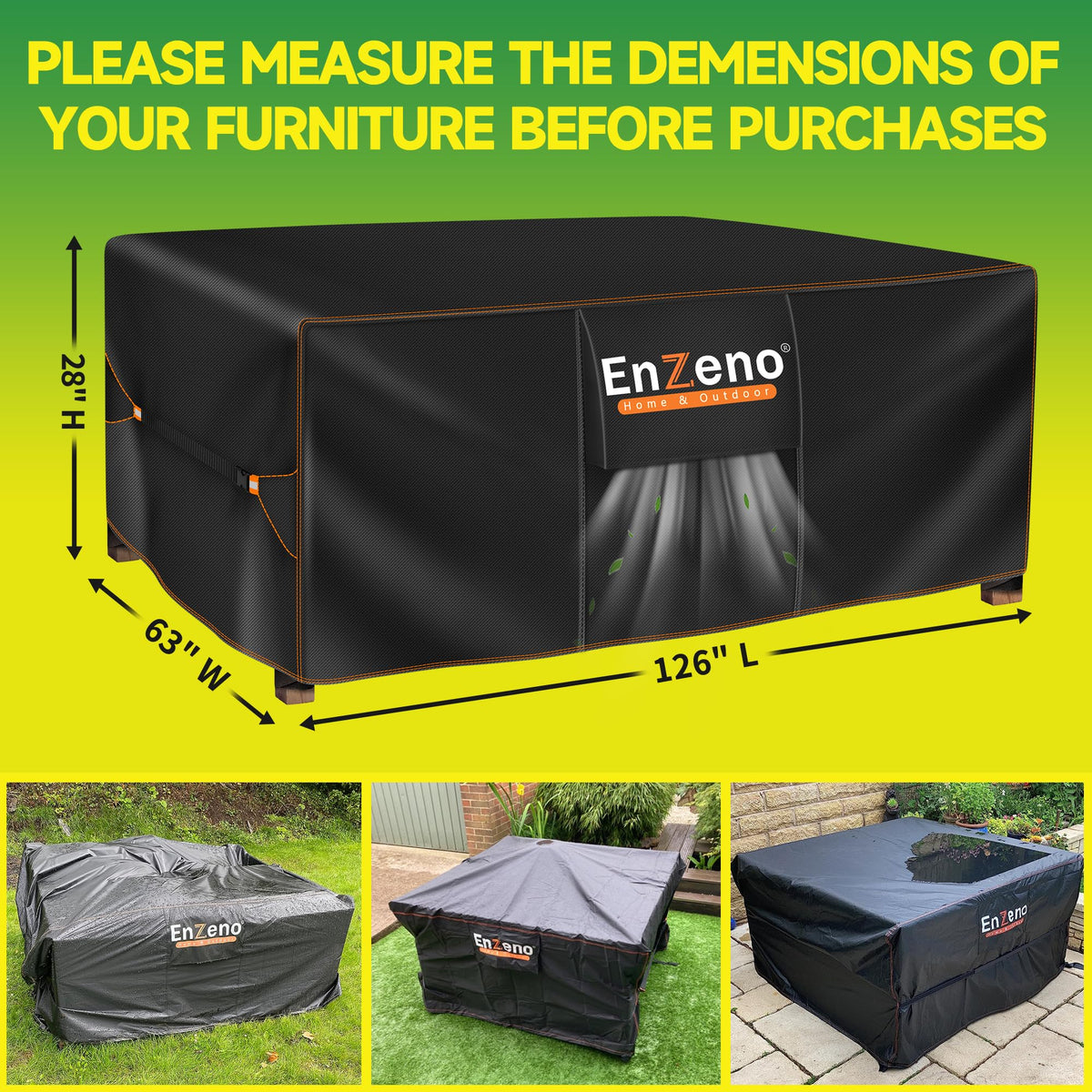 Enzeno four velcro windproof straps secure cover.