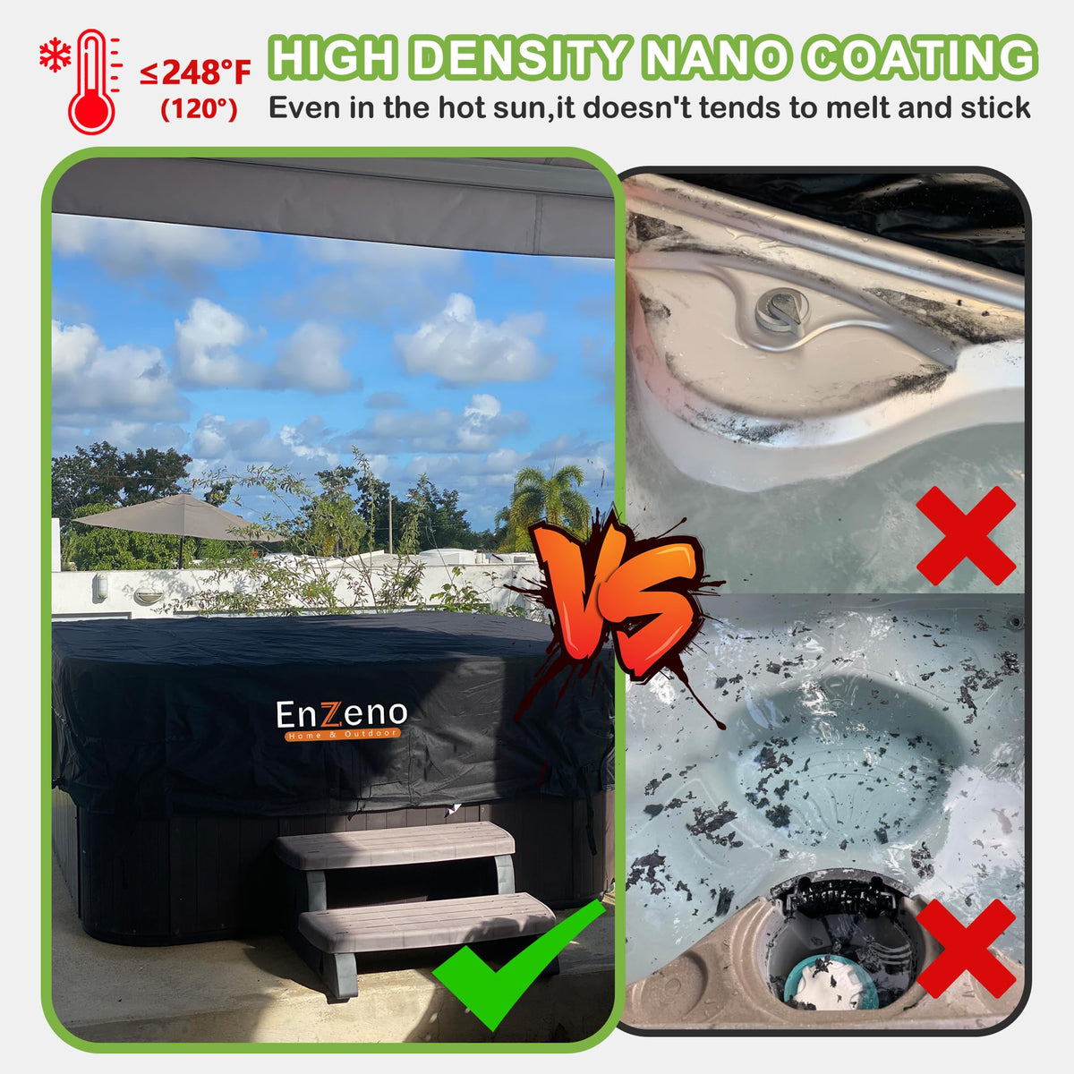 Enzeno nano coating and sealed seams boost water resistance for lasting protection.