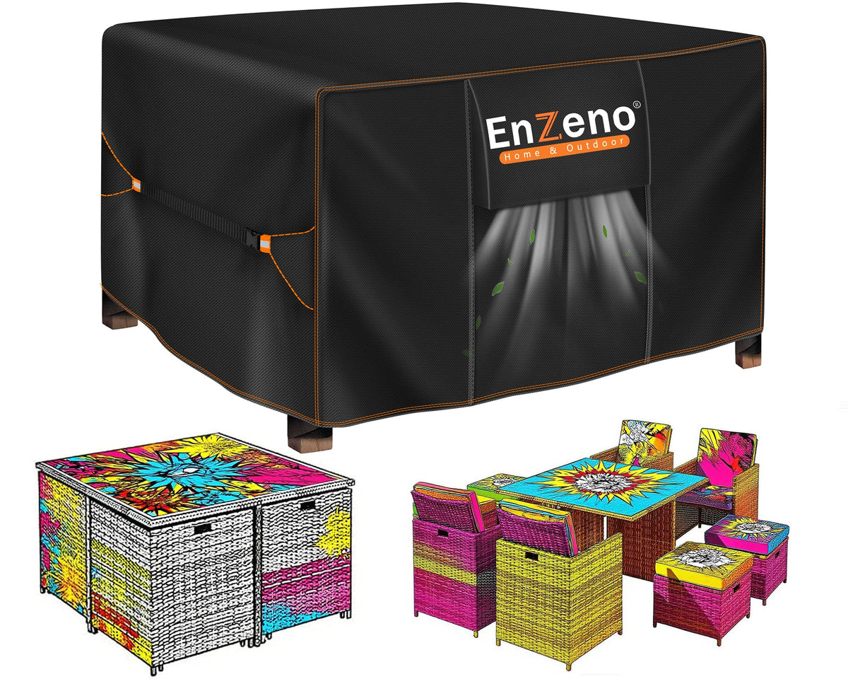 Enzeno patio cover waterproof for 60in by 60in square table and chairs