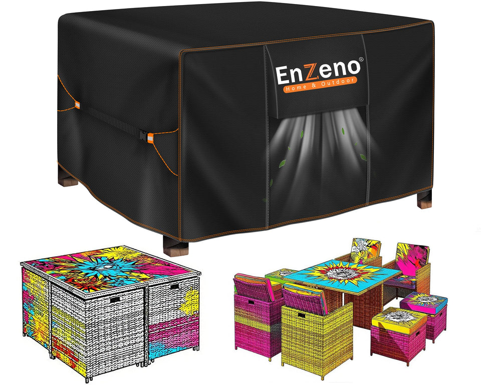 Enzeno patio cover waterproof for 60in by 60in square table and chairs
