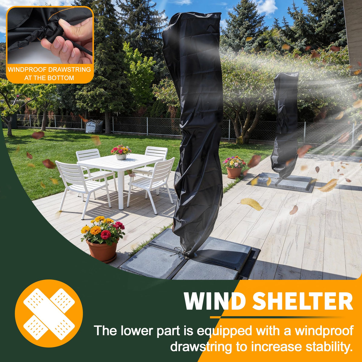 Enzeno waterproof zipper detail highlight for easy, leak-free coverage.