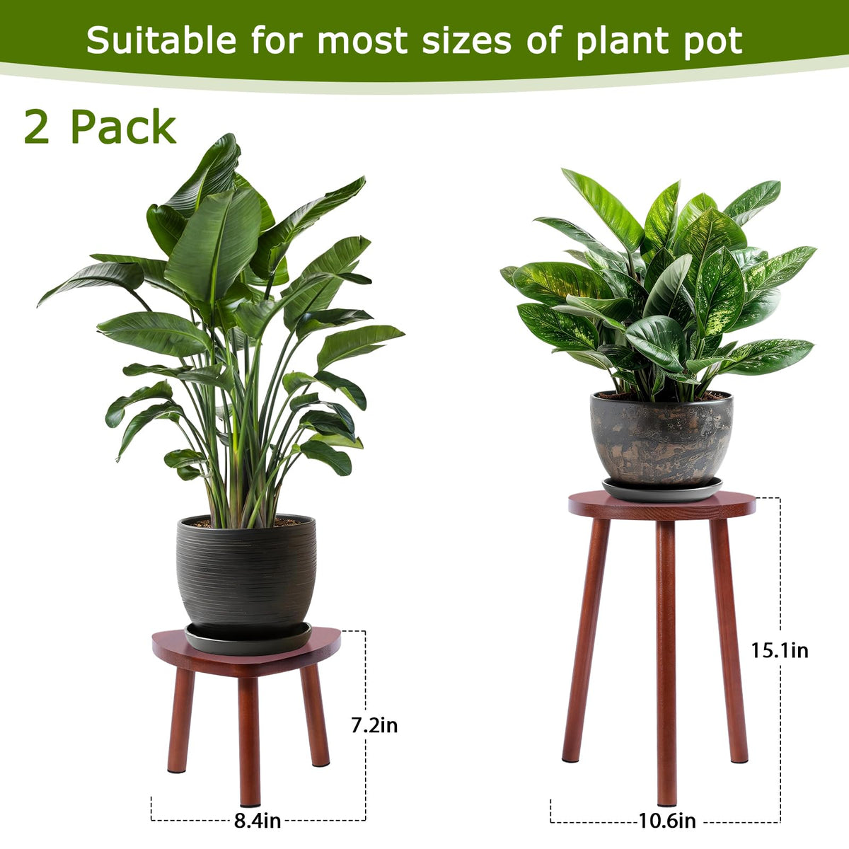 Eocogup walnut wood indoor plant stand enhances home decor