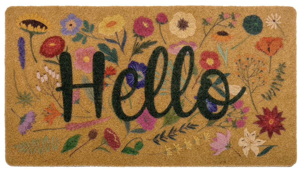 Eohak spring-welcome-door-mat floral-pattern enhances curb appeal and entryway warmth.