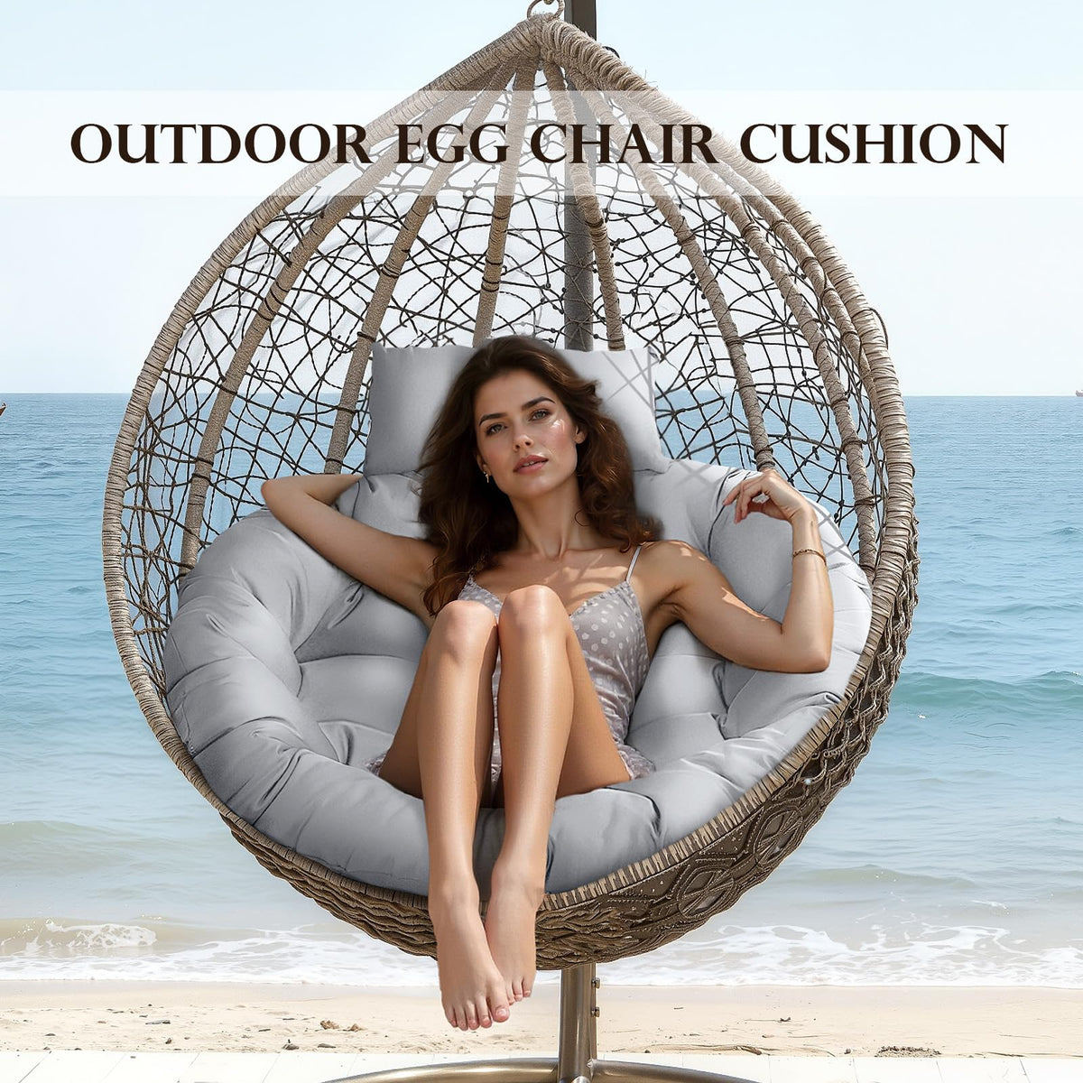 Eoieov egg chair cushion headrest pillow adds support during lounging.