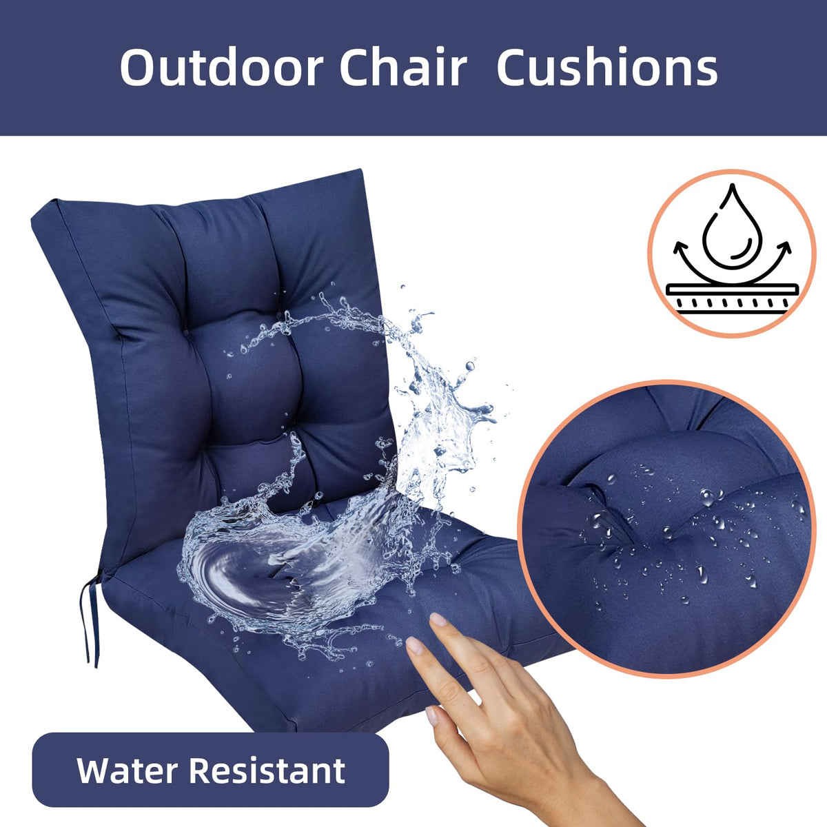 eoieov waterproof patio chair pads in green print for all-weather outdoor comfort.