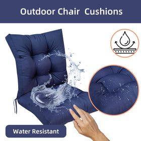 eoieov waterproof patio chair pads in green print for all-weather outdoor comfort.