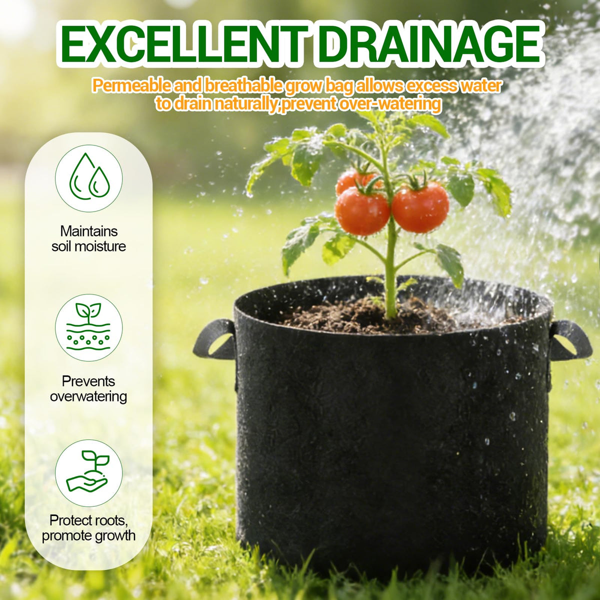 EOKOICA grow bag highlights air pruning for healthier roots.