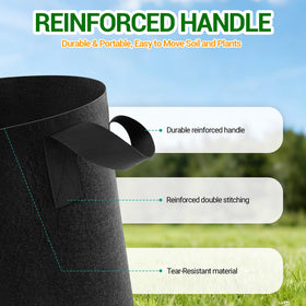 EOKOICA grow bags show double-stitched handles for easy moving.